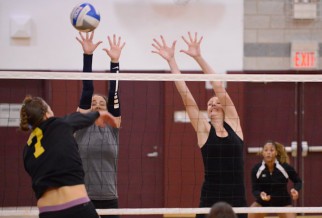 can't spike through a good block in women's volleyball game