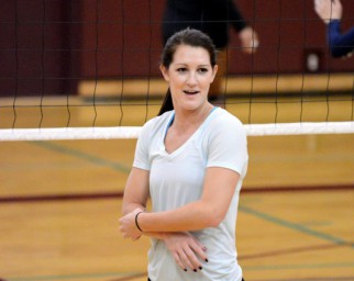Volleyball player between points