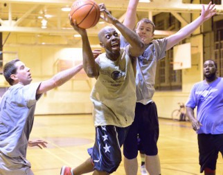 Flying, driving layup.