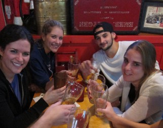 volleyball players having a drink