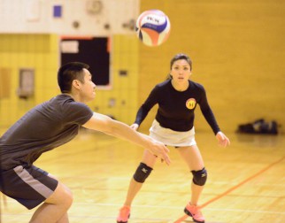 player prepares to bump ball