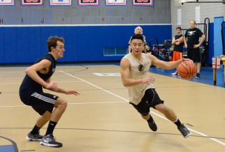 player flys with the ball