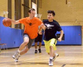 player drives to the hoop