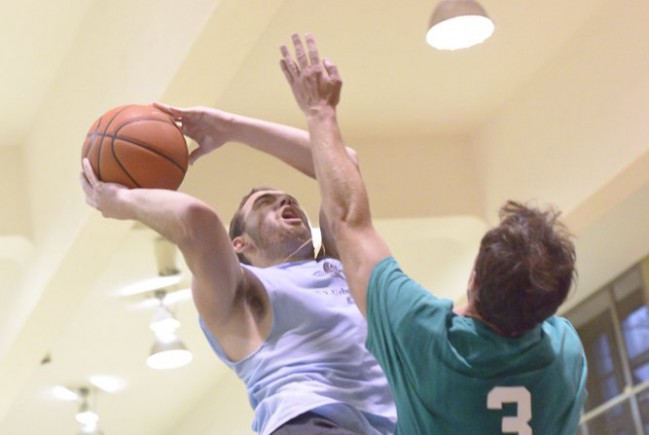 player fights for the ball