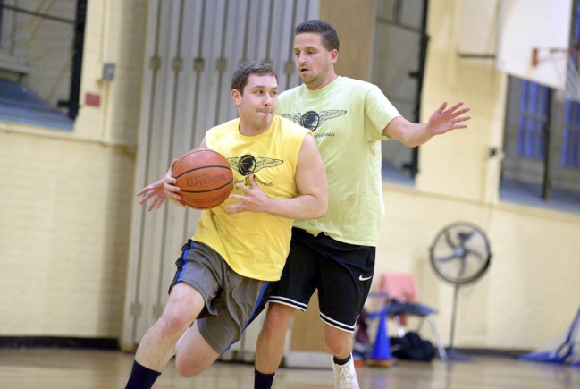 player dribbles to the hoop