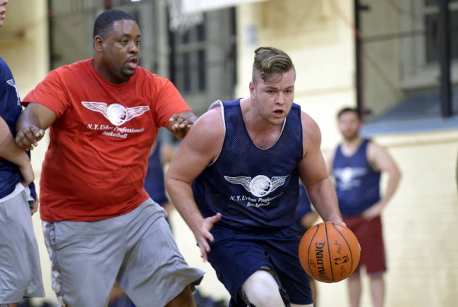 player dribbles to the hoop